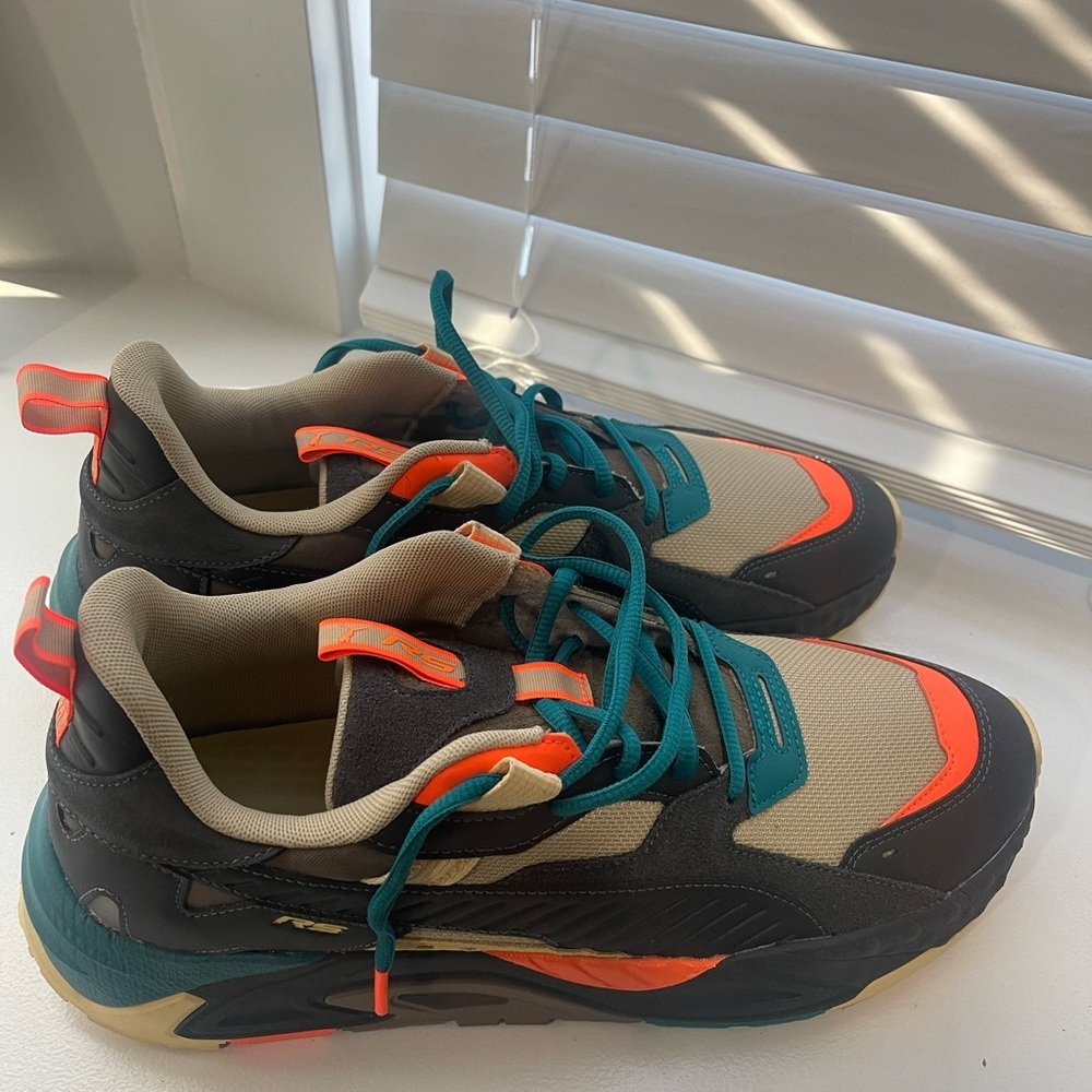 Puma Sneakers in Black, Teal, and Orange